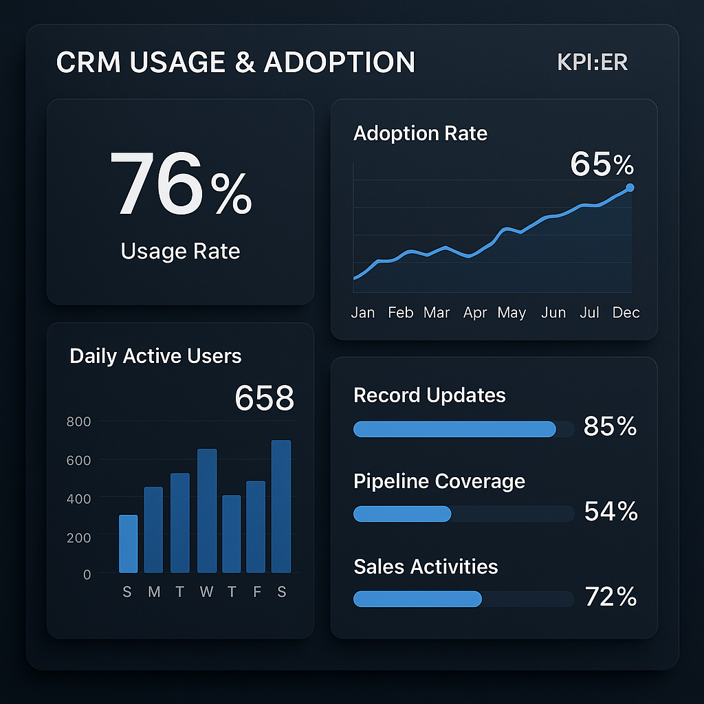 En modern dashboard som visar CRM-användningsstati