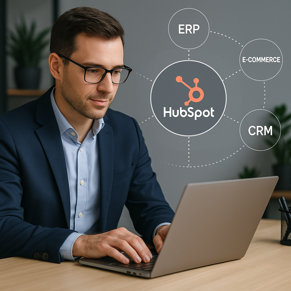 En professionell konsult som arbetar med HubSpot-i